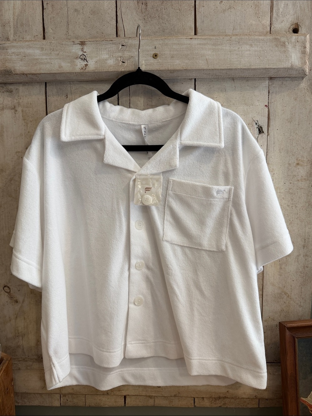 Fabletics White Island Terry Boxy Button Up Shirt